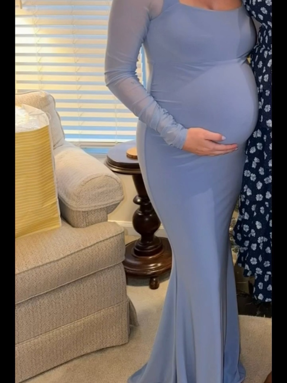 Pinkblush Dusty Blue Maternity Maxi Gown